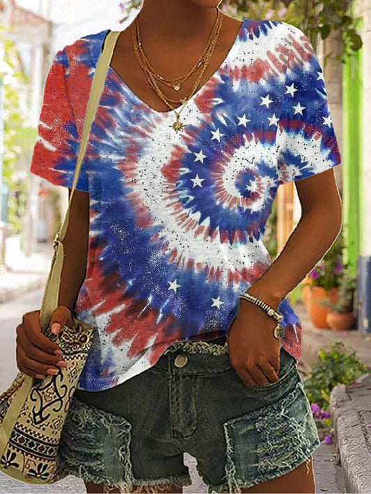 Women's Independence Day Tie Dye Top